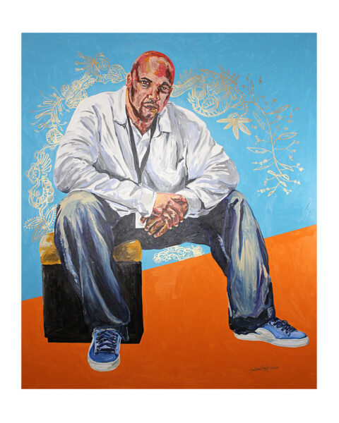 Rob Acrylic and Gold Enamel on Canvas - 6 x 5 ft