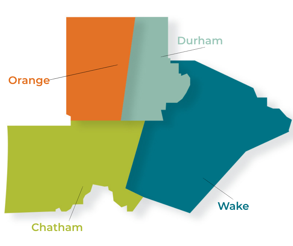 Map of the Triangle with labels